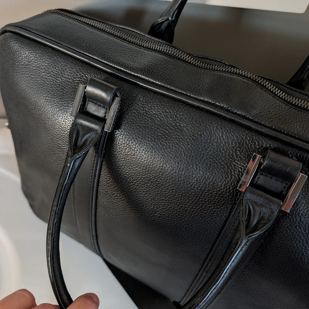 🖤EUC Hook & Albert Luxury Genuine Pebble Leather Adjustable Crossbody Briefcase